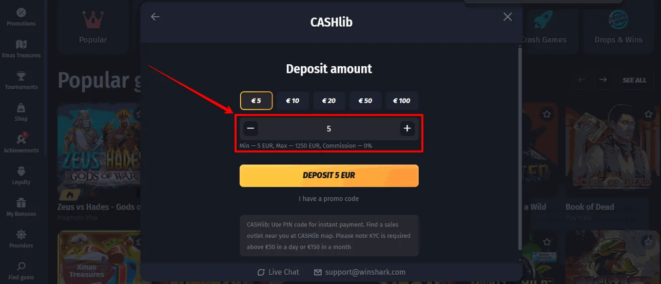 Winshark Casino Einzahlung